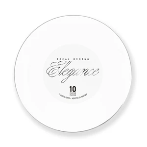 36220, Elegance Plate 9" White + Rim Stamp Silver, 191554362208