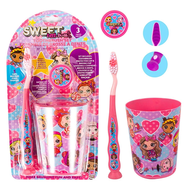 68057, Oral Fusion Kids Toothbrush 3PK w/ Cup Sweet Missy, 191554680579
