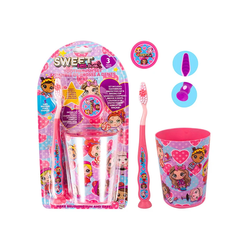 Oral Fusion Kids Toothbrush 3PK w/ Cup Sweet Missy