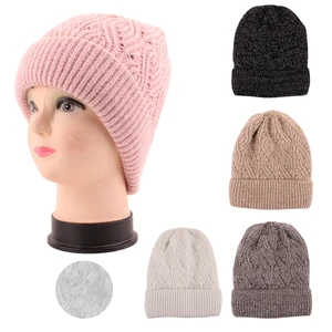 10077, Thermaxxx Winter Ladies Knit Twist Hat Marled w/ Fur Lining, 191554100770