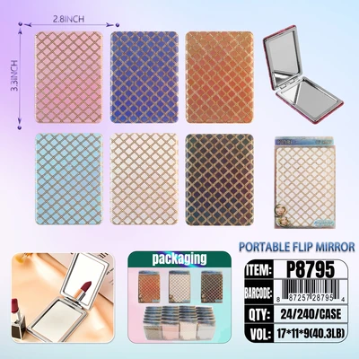 P8795, Portable Flip Mirror  Assorted 6  24/DP, 887257287954