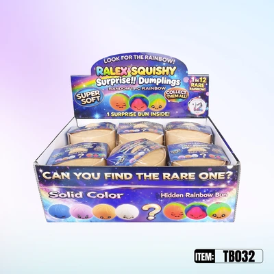 TB032, Ralex Squishy Dumplings Solid Surprise Rainbow 3.35", 887258010322