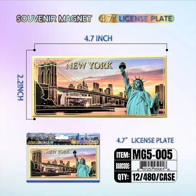 MG5-005, NY Souvenir Metallic Magnet 4.7"x2.2", 887257950056