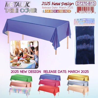 D7270-B13, Metallic Table Cover Deep Blue.54"x108", 887257572722