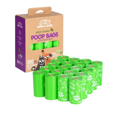 30147, Zeek & Zoey Eco-Friendly Unscented Poop Bags 20 Rolls 300ct, 191554301474