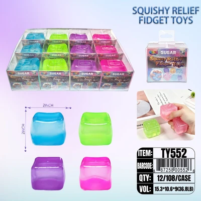 TY552, Squeezy Relief Fidget Toys Ice Cube 2", 887258005526
