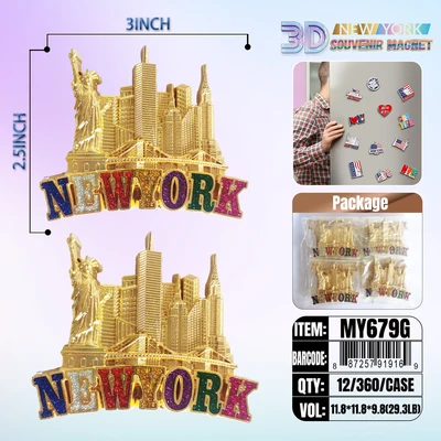 MY679G, New York Souvenir M. Metal Magnet, 887257919169