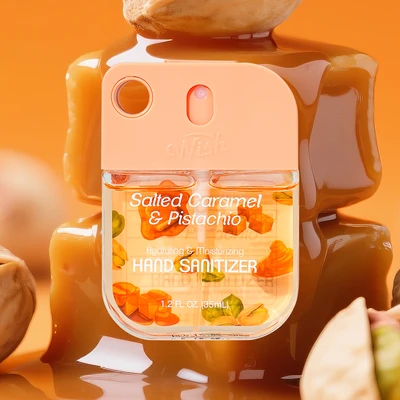 60382, 1.2 oz Hand Sanitizer Spray With Bag , (4 Scent) Salted Caramel/Coconut Cream/Dragonfruit/Golden Citrus — Wish, 191554603820