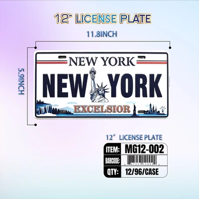 MG12-002, New York Souvenir License Plate 12"x6", 887257120022