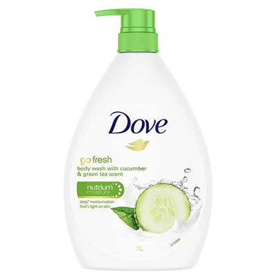 DBW1FTC, Dove Body Wash 1L 33.8oz Fresh Touch Cucumber, 8999999031022