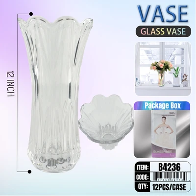 B4236, Glass Flower Vase 12", 887257642364