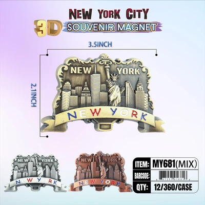 MY681, New York Souvenir M. Metal Magnet, 887257916816