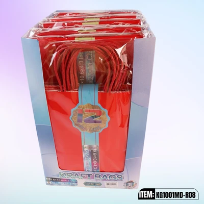 KG1001MD-R08, Kraft Bags MD. Red 12/Pk 10.6"x8.6"x4.3", 887258100290