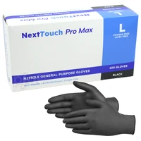 NG-NT-L, Next Touch Black Nitrile Exam Gloves 100CT Size: Large, 810181040470
