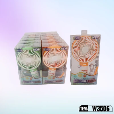 W3506, Rechargeable Portable Fan Assorted Color/PDQ, 887257735066