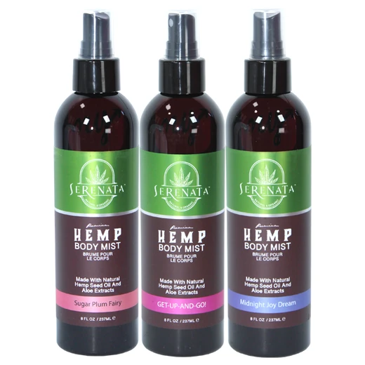BB817, Serenata 8oz Hemp Body Mist Assorted 3 kind, 840881181708