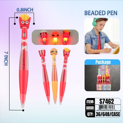 S7362, Beaded Pen & Fluffy 6/Color 24/PDQ, 887257373626