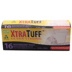 30010, XtraTuff Trash Bag Box 8GAL 16CT White, 191554300101