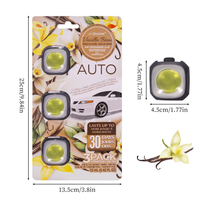 Air Fusion Air Freshener Clips Vanilla Bean 3 Pack