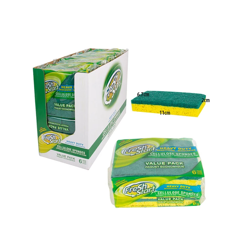 Fresh Start Sponge 6PK Cellulose Heavy Duty