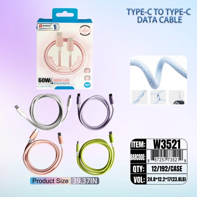 W3521, FAST CHARGING DATA CABLE 1M 60W C-C, 6918033875714