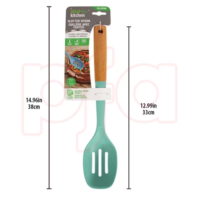 56393, Ideal Kitchen Silicone w/ Wood Handle  Slotted Spoon, 191554563933