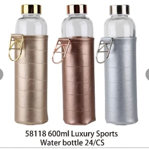 58118, Splash Bottle Glass 20.3oz Sleeve Holder Chrome Top, 191554581180