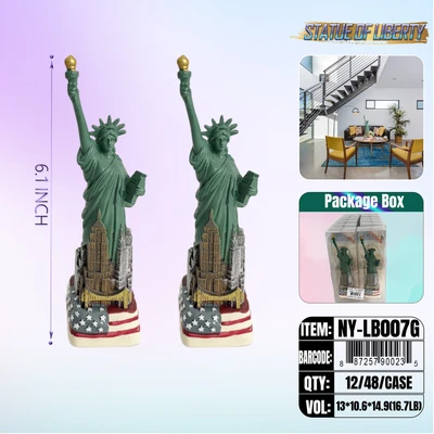 NY-LB007G, STAUTE OF LIBERTY Green Flag color (6"), 887257900075