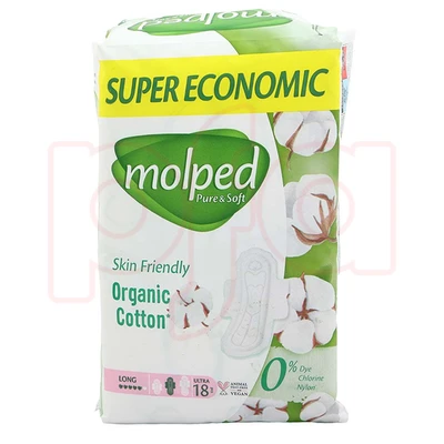 HYG-SP18SE-L, Molped Super Eco Sanitary Pad 18 Count Long 50004919, 8690536829033