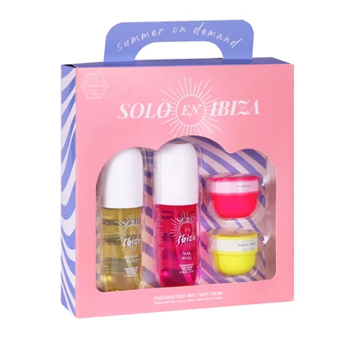 89514, 4 Pcs Set 2× 3.4oz Body Mist 2×1.06.oz Body Cream Mar Bella/Toledo Tango Scents - Solo En lbiza, 191554895140