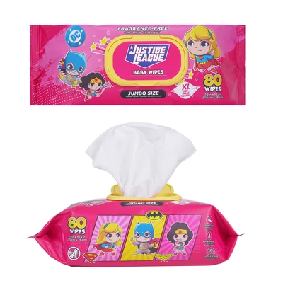 DC69344, Justice League Baby Wipes Jumbo 80CT Fresh Scented, 191554693449
