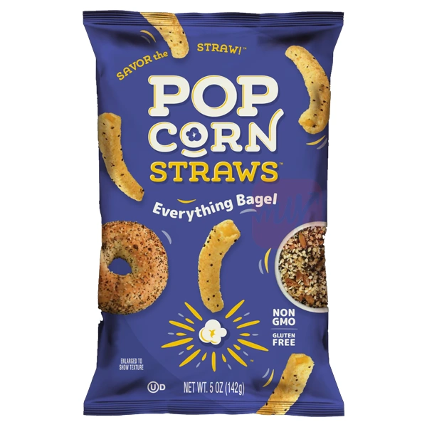 POPS-EB, Popcorn Straw 5oz (142g) Everything Bagel, 850035082164