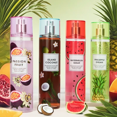 88819, Women's Body Mist Display 8 oz/ 236 ml Love Of Paradise, 4 Scents Island Coconut/Passion Fruit/Pineapple Dream/Watermelon Sugar - United Scents