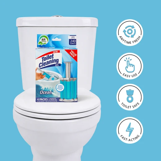 60128, Air Fusion Toilet Cleaning Gel 6.43oz 4PK – Ocean, 191554601284
