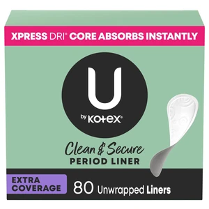KPL80CSEC, Kotex Panty Liner 80Count Clean & Secure Extra Coverage, 036000110678