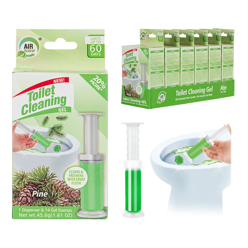 Toilet Cleaning Gel 1 Pack Clean Pine Scent 1.61oz with 14 Stamps - Air Fusion
