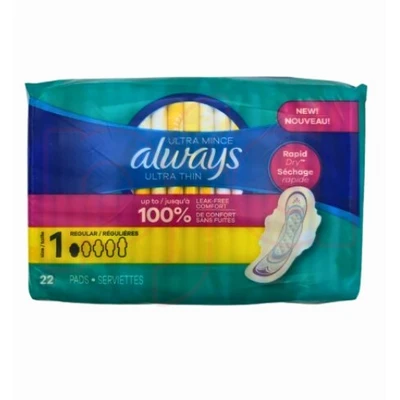 AUT22RU, Always Ultra Thin 22 Size 1 Regular Unscented, 3077203339