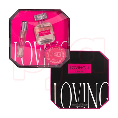 88482, Women's 3pcs Set  LOVING U 0.51fl.oz+1.7fl.oz EDP 2.9oz Body Cream, 191554884823