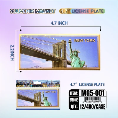 MG5-001, NY Souvenir Metallic Magnet 4.7"x2.2", 887257950018