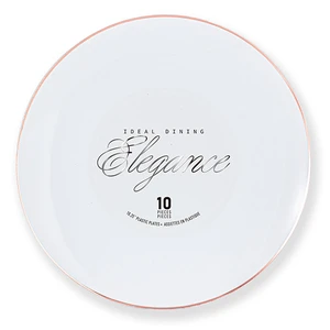 36229, Elegance Plate 10.25" White + Rim Stamp Rose Gold, 191554362291
