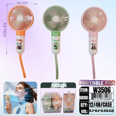 W3506, Rechargeable Portable Fan Assorted Color/PDQ, 887257735066