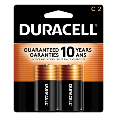 DC2C, Duracell Coppertop C Batteries - 2 Pack Alkaline Battery, 041333214016
