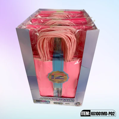 KG1001MD-P02, Kraft Bags MD. Pink 12/Pk 10.6"x8.6"x4.3", 887258100238