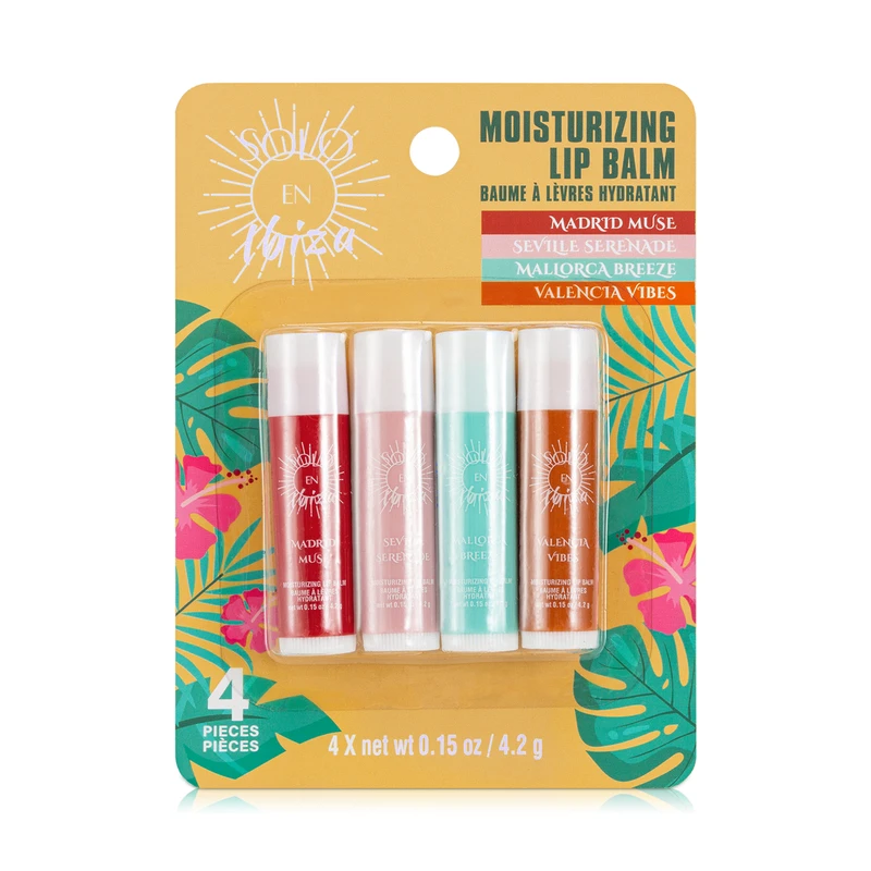 Solo En Ibiza Moisturizing Lip Balm 4pk