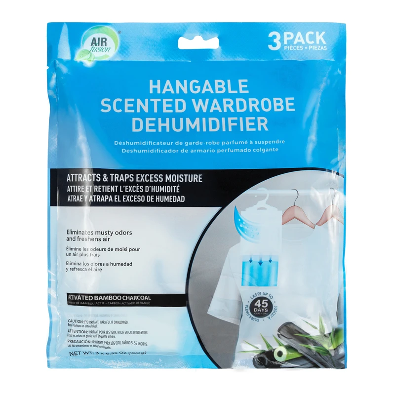 Air Fusion Moisture Absorber + Odor Eliminator Activated Bamboo Charcoal 3Pack*6.35OZ