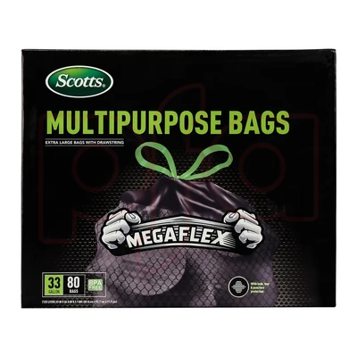 ST-30212, Drawstring Trash Bag Flex 33 Gal 80CT Black - Scotts, 191554302129