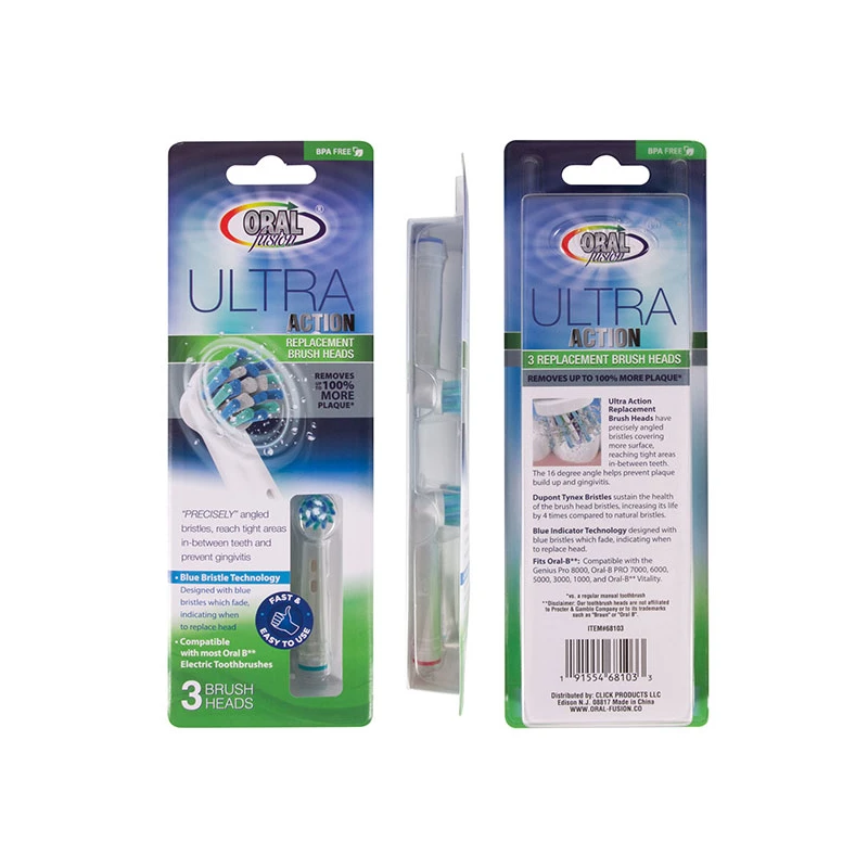 Oral Fusion 3 Replacement Brush Heads Compatible with Oral-B