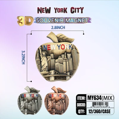 MY634, New York Souvenir M. Metal Magnet, 887257916342