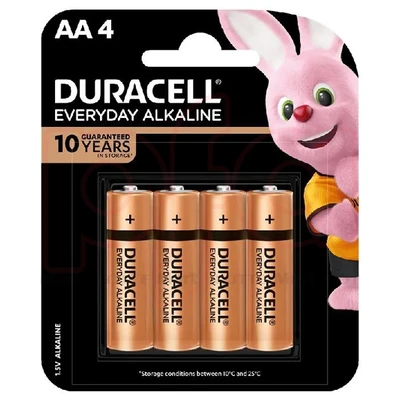 DC4AA-48, Duracell Alkaline Battery AA 4PK, 5000394155008