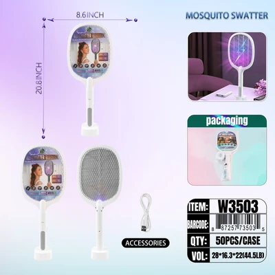 W3503, Electric mosquito swatter Rechargeable model with light, 887257735035